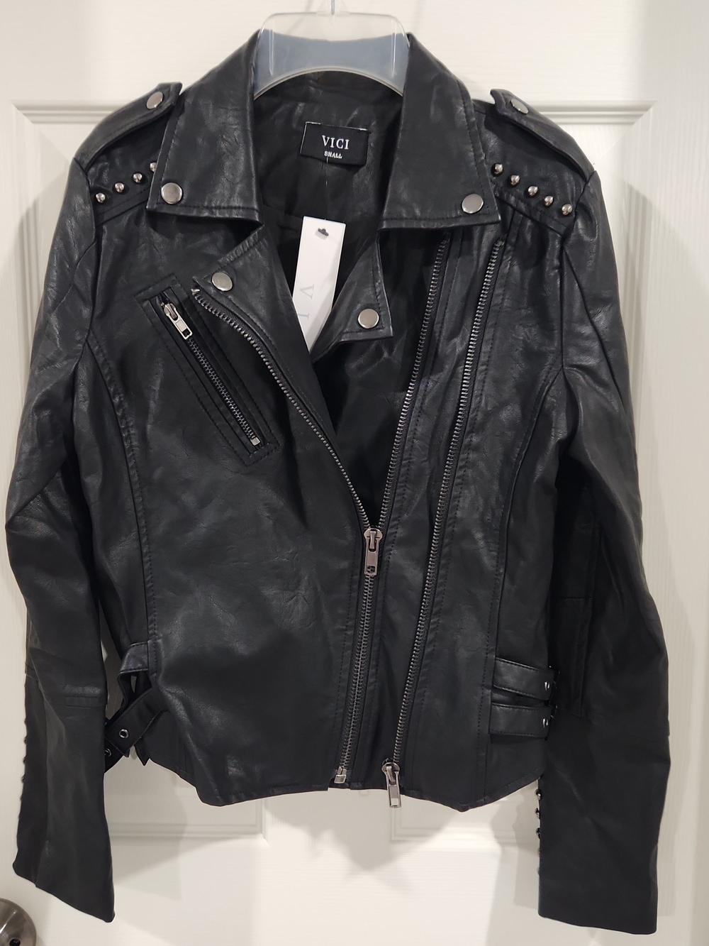 Vici Harley Studded Faux Leather Moto Jacket Black Biker NWT New With Tags Small